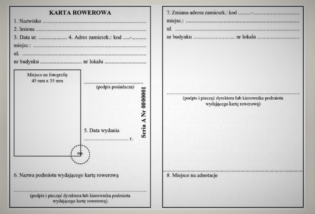 wzór karty rowerowej