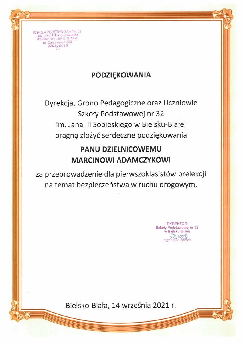 List z podziękowaniamia