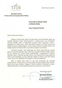 List z życzeniami z okazji Święta Policji