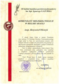 List z życzeniami z okazji Święta Policji