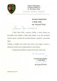 List z życzeniami z okazji Święta Policji