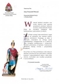 List z życzeniami z okazji Święta Policji