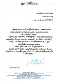 List z życzeniami z okazji Święta Policji