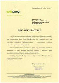 List z życzeniami z okazji Święta Policji