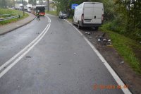 Widok na ulice Wyzwolenia w Bielsku-Białej, w miejscu gdzie doszło do wypadku drogowego.