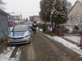 Pożar w Ligocie - policjanci zabezpieczają miejsce zdarzenia